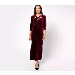 Attitudes By Renee Merlot Knit Velvet Maxi Dress PXL